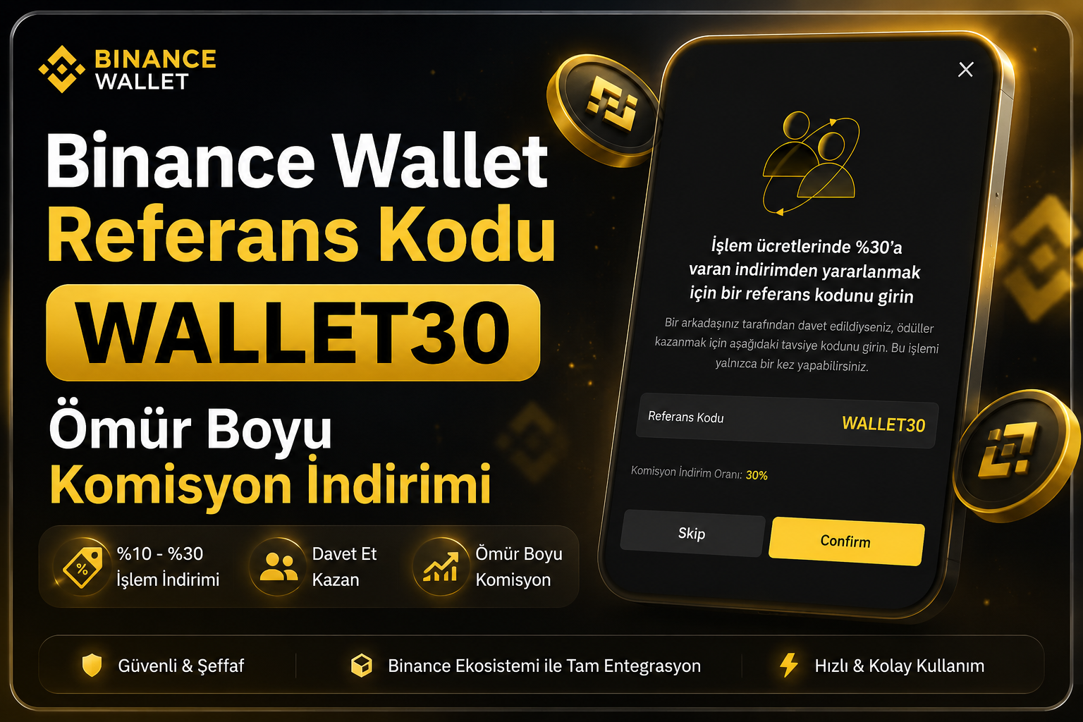 Binance Web3 Wallet Referans Kodu WALLET30 ile %30 Komisyon İndirimi